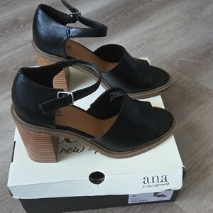 a.n.a Black and Tan Block Heel Sandals